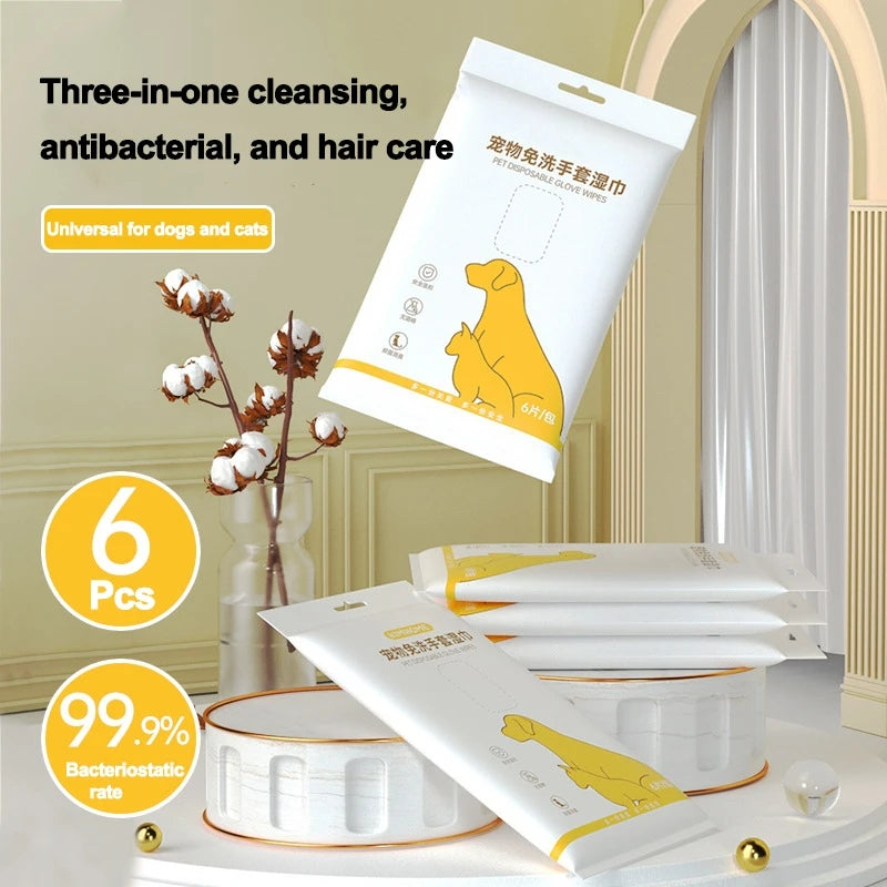 6Pcs/Pack Pet No-wash Gloves