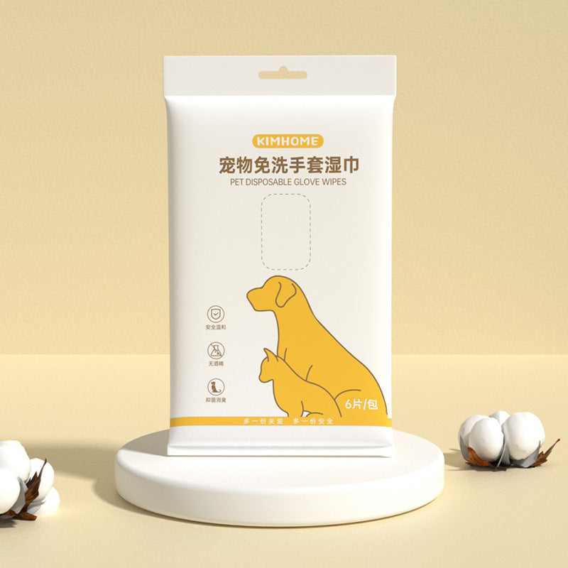 6Pcs/Pack Pet No-wash Gloves