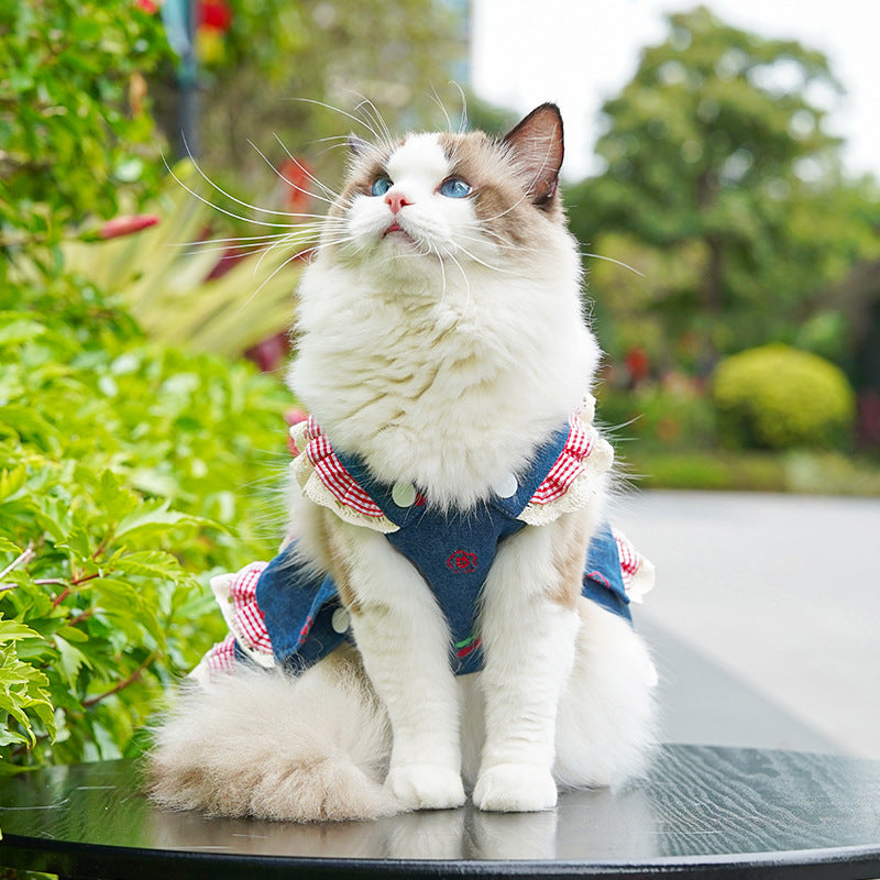 Denim Cherry Suspender Dress