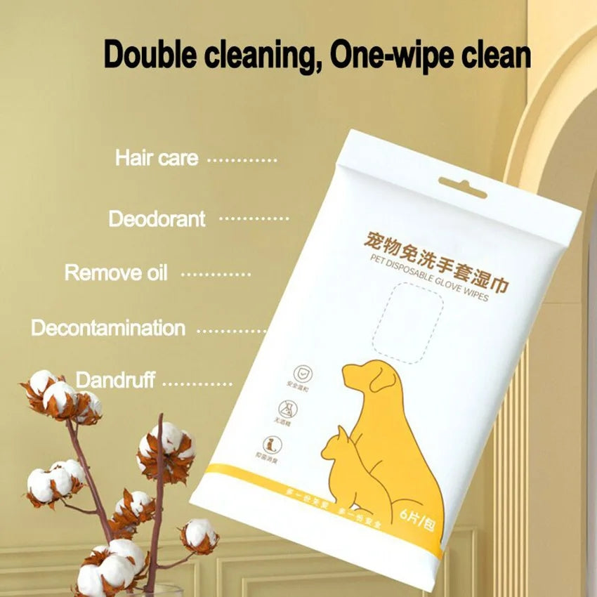 6Pcs/Pack Pet No-wash Gloves
