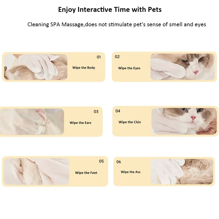 6Pcs/Pack Pet No-wash Gloves
