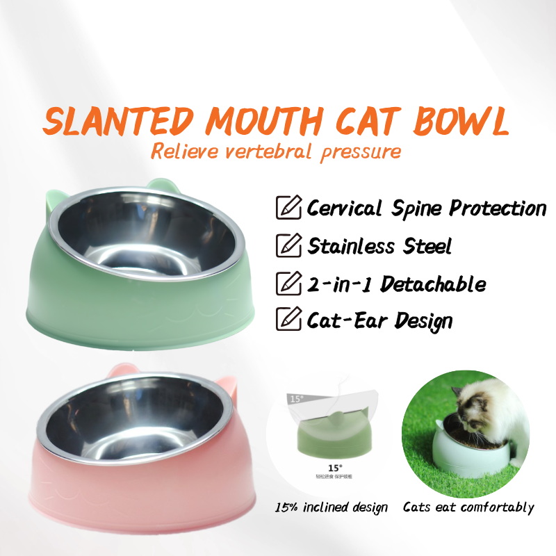 2 In 1 Stainless Steel Cat Bowl