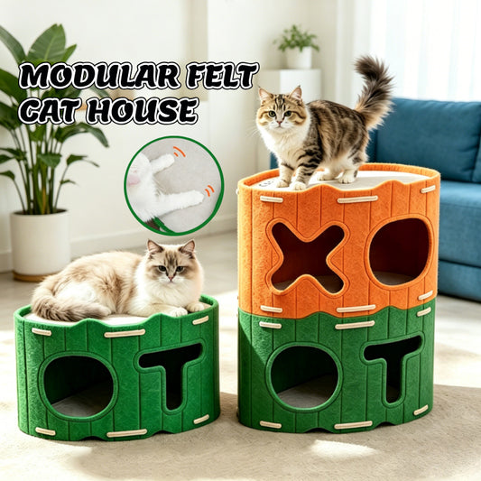 2 in 1 Stackable Felt Cat House