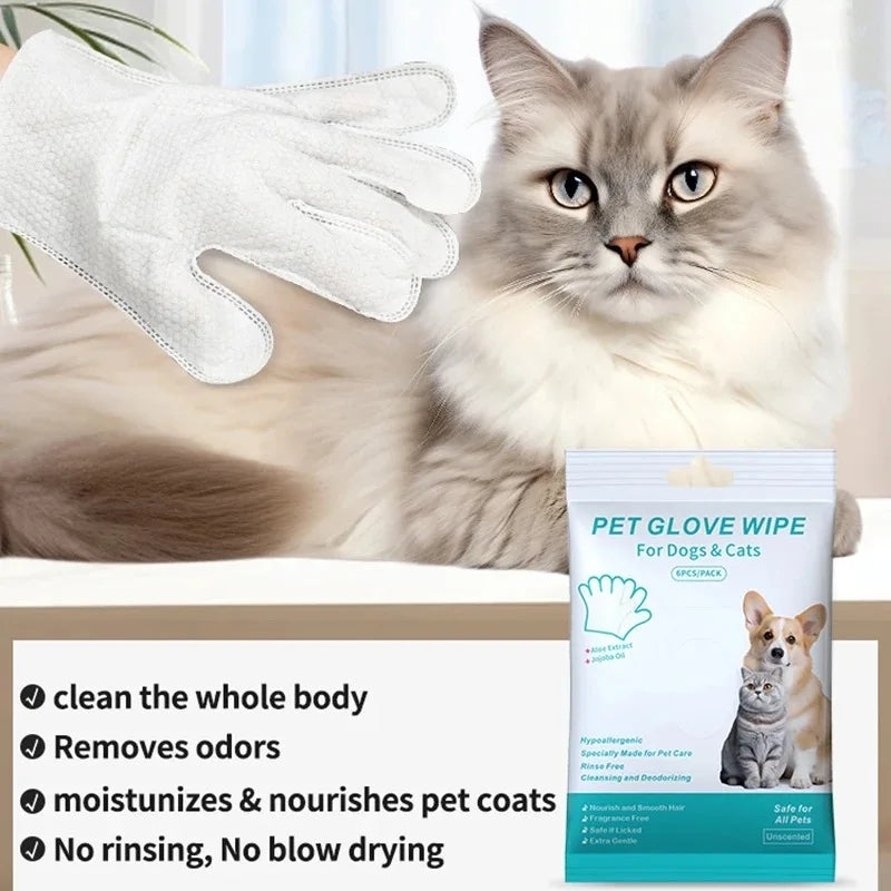 6PCS Pet Wash-Free Gloves