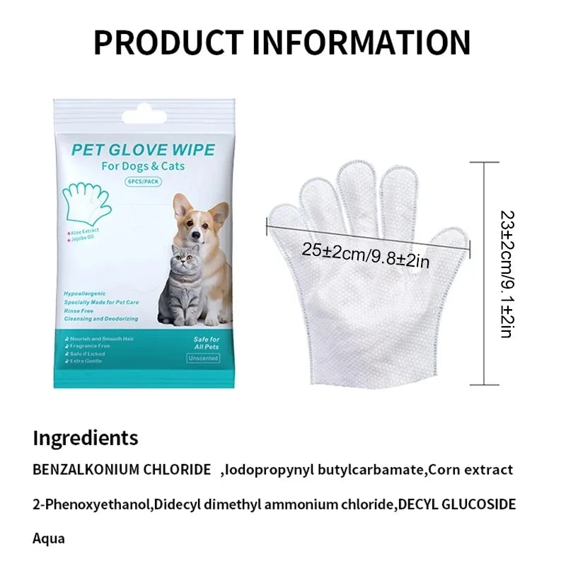 6PCS Pet Wash-Free Gloves