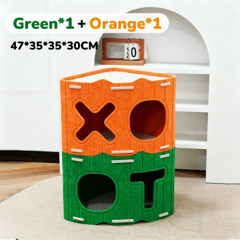 2 in 1 Stackable Felt Cat House