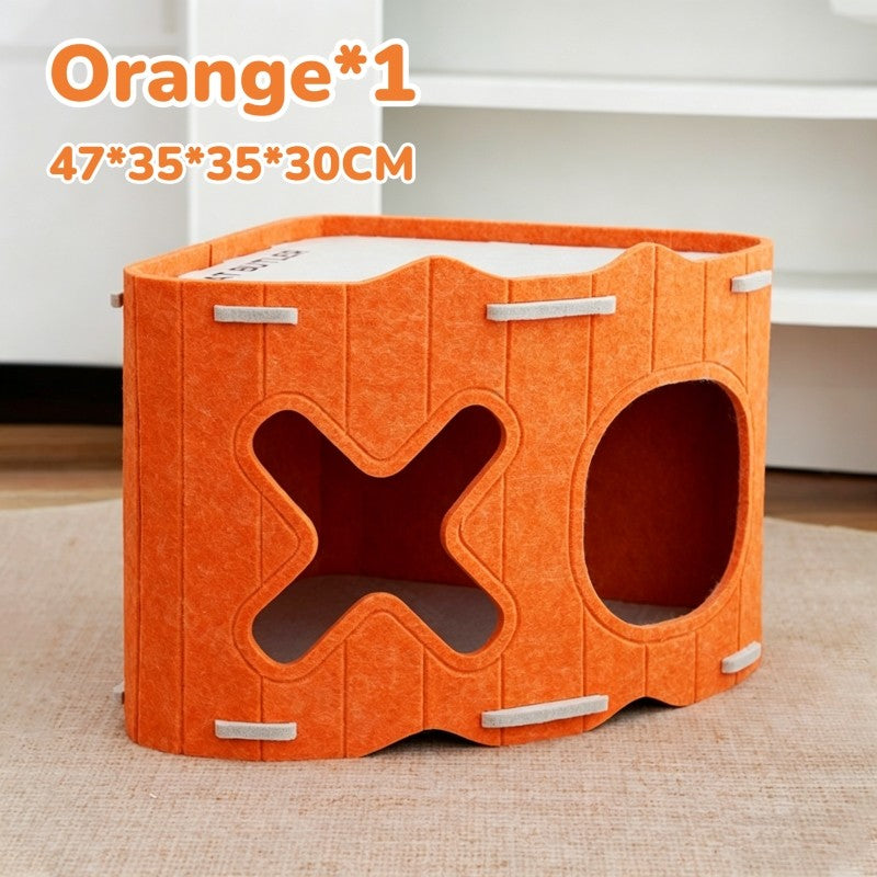 2 in 1 Stackable Felt Cat House