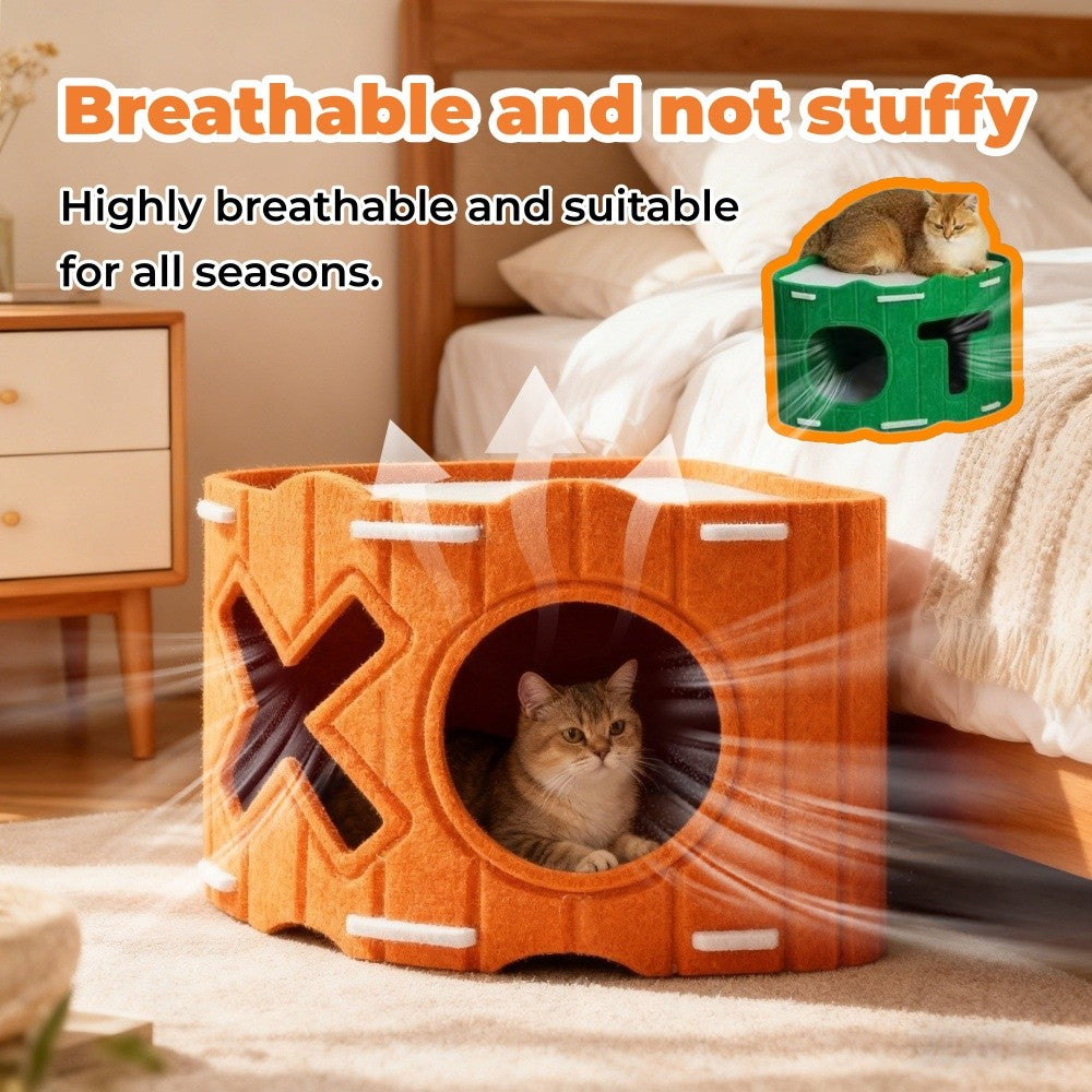 2 in 1 Stackable Felt Cat House