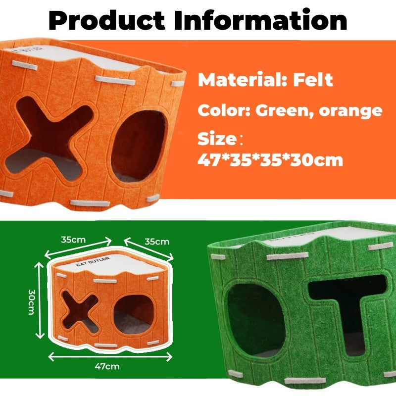 2 in 1 Stackable Felt Cat House