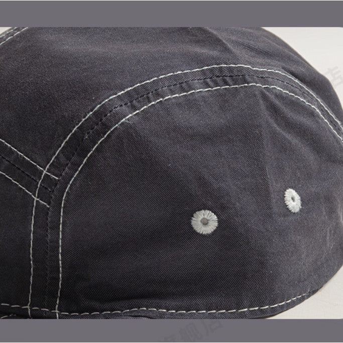 5 Panel Short Brim Cotton Cap with Embroidered Mesh American Vintage for Outdoor Daily Streetwear Fashion for Men and Women