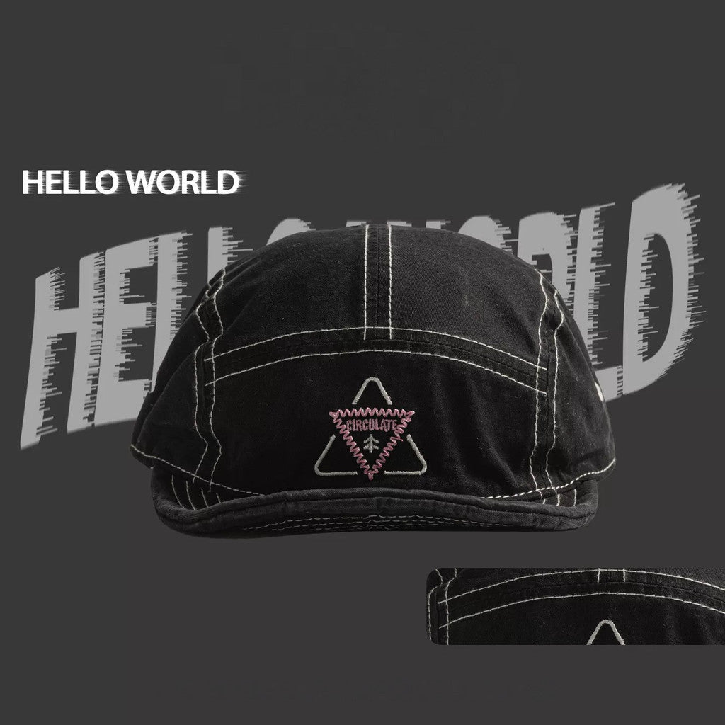 5 Panel Short Brim Cotton Cap with Embroidered Mesh American Vintage for Outdoor Daily Streetwear Fashion for Men and Women