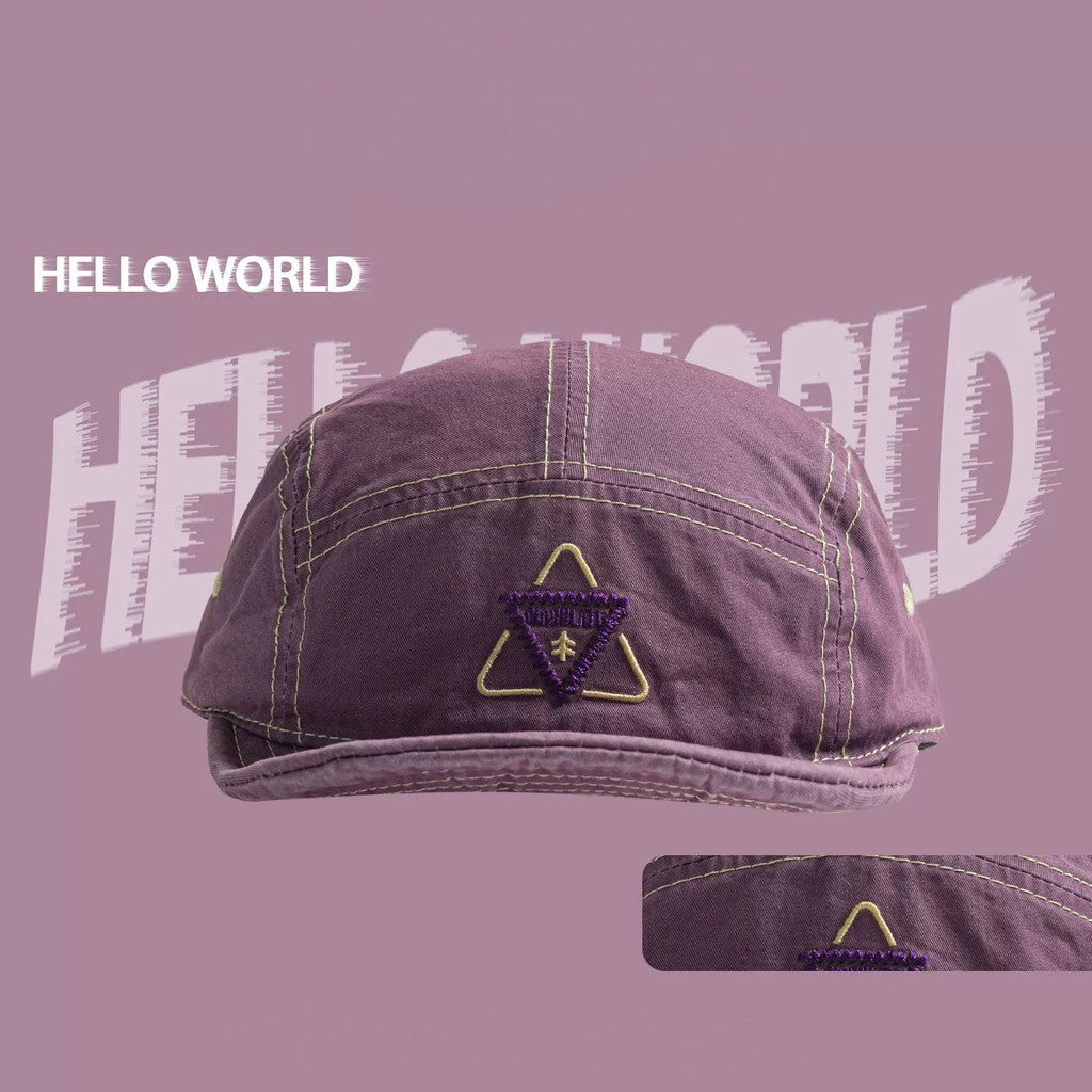 5 Panel Short Brim Cotton Cap with Embroidered Mesh American Vintage for Outdoor Daily Streetwear Fashion for Men and Women