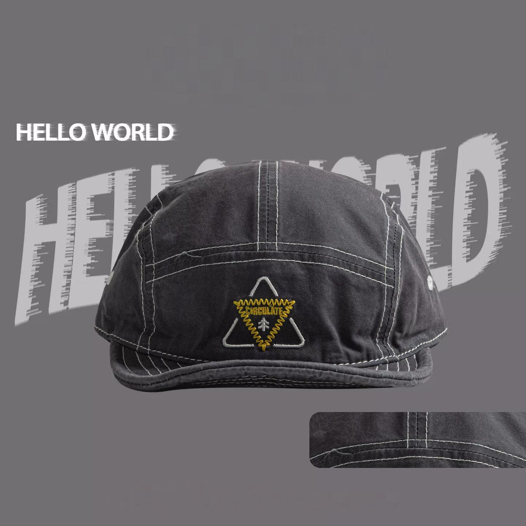 5 Panel Short Brim Cotton Cap with Embroidered Mesh American Vintage for Outdoor Daily Streetwear Fashion for Men and Women